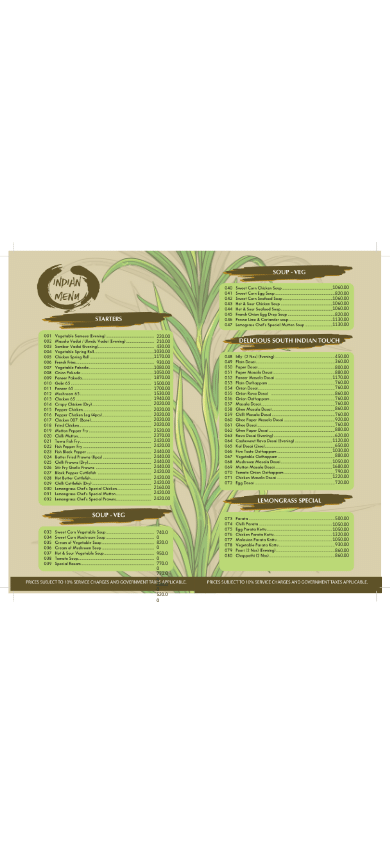 Lemongrass menu