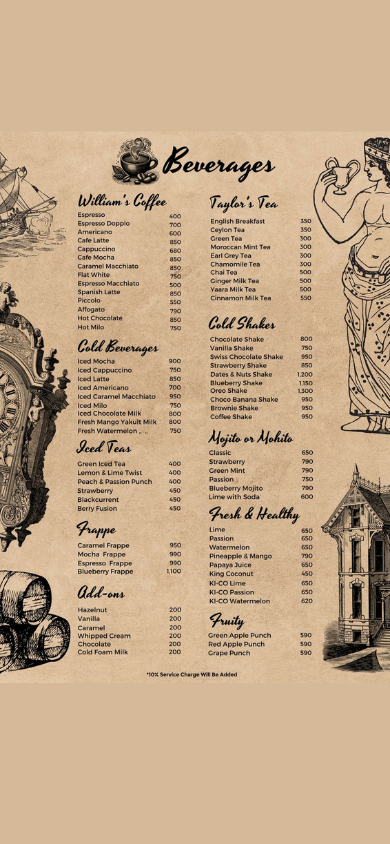Cafe Kinross menu