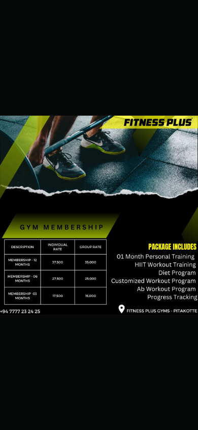 Fitness Plus menu