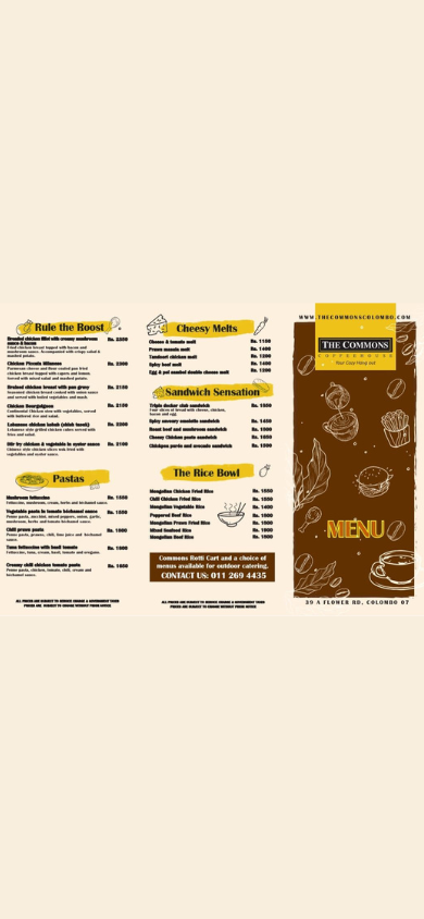 The Commons Coffee House menu