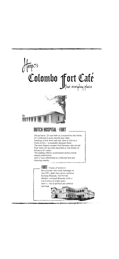 Harpo's Colombo fort cafe menu