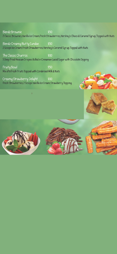 Blendz Juice & Snack Bar menu