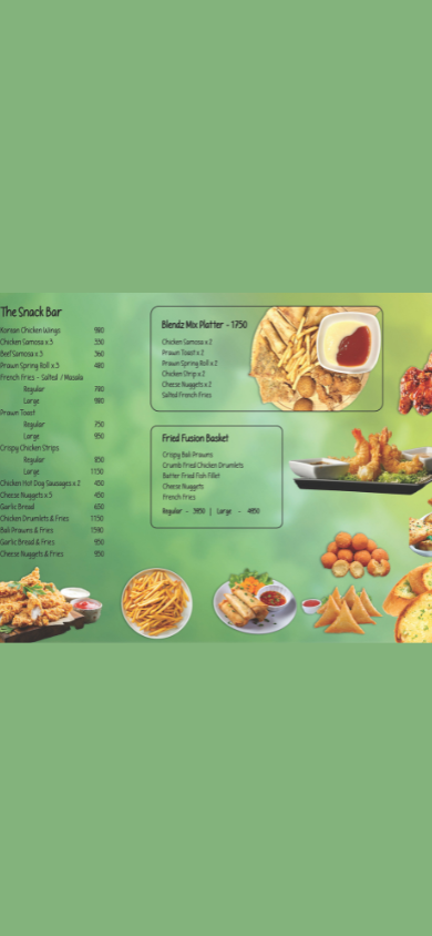 Blendz Juice & Snack Bar menu