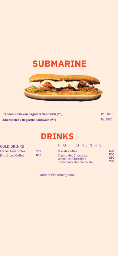 Dunkers Churros & Drinks menu